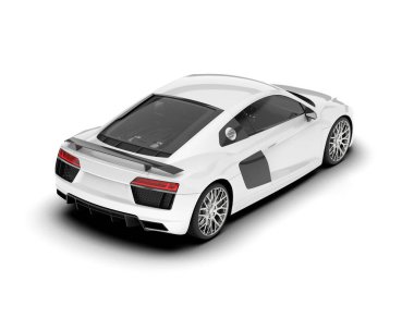 Beyaz arka planda beyaz spor araba. 3d görüntüleme - illüstrasyon