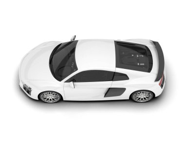 Beyaz arka planda beyaz spor araba. 3d görüntüleme - illüstrasyon