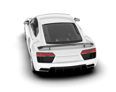 Beyaz arka planda beyaz spor araba. 3d görüntüleme - illüstrasyon