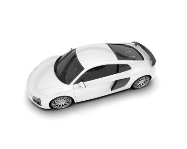 Beyaz arka planda beyaz spor araba. 3d görüntüleme - illüstrasyon