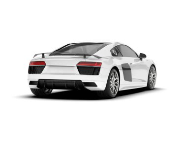 Beyaz arka planda beyaz spor araba. 3d görüntüleme - illüstrasyon