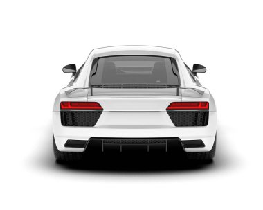 Beyaz arka planda beyaz spor araba. 3d görüntüleme - illüstrasyon