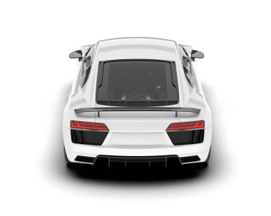 Beyaz arka planda beyaz spor araba. 3d görüntüleme - illüstrasyon