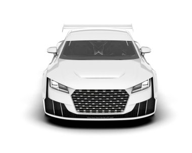 Beyaz arka planda beyaz spor araba. 3d görüntüleme - illüstrasyon