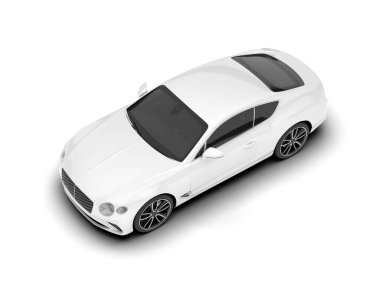 White sport car on white background. 3d rendering - illustration clipart