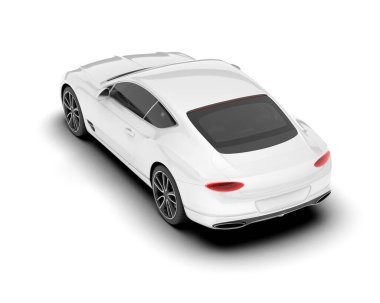 Beyaz arka planda beyaz spor araba. 3d görüntüleme - illüstrasyon