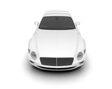 Beyaz arka planda beyaz spor araba. 3d görüntüleme - illüstrasyon