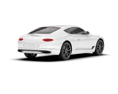 Beyaz arka planda beyaz spor araba. 3d görüntüleme - illüstrasyon