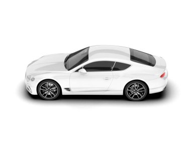 Beyaz arka planda beyaz spor araba. 3d görüntüleme - illüstrasyon