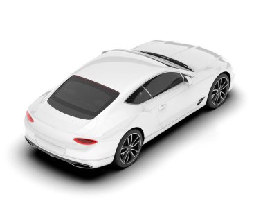 Beyaz arka planda beyaz spor araba. 3d görüntüleme - illüstrasyon