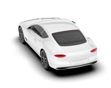 Beyaz arka planda beyaz spor araba. 3d görüntüleme - illüstrasyon