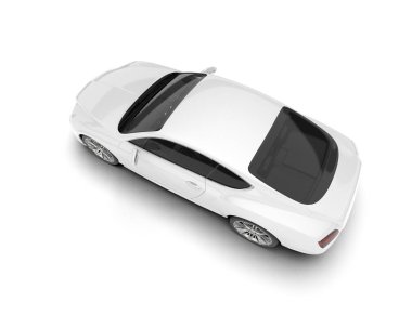 Beyaz arka planda beyaz spor araba. 3d görüntüleme - illüstrasyon