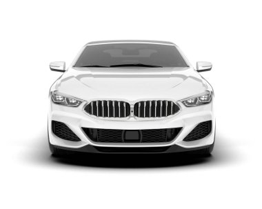 Beyaz arka planda beyaz spor araba. 3d görüntüleme - illüstrasyon