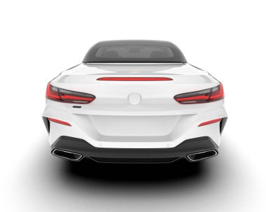 Beyaz arka planda beyaz spor araba. 3d görüntüleme - illüstrasyon