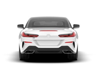 Beyaz arka planda beyaz spor araba. 3d görüntüleme - illüstrasyon