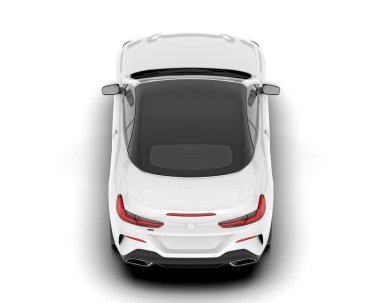 Beyaz arka planda beyaz spor araba. 3d görüntüleme - illüstrasyon