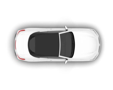 White sport car on white background. 3d rendering - illustration clipart