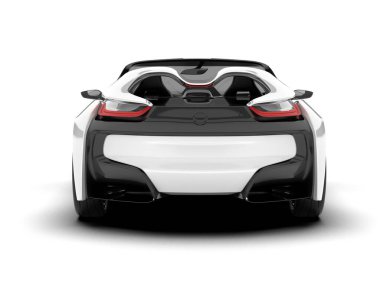 Beyaz arka planda beyaz spor araba. 3d görüntüleme - illüstrasyon