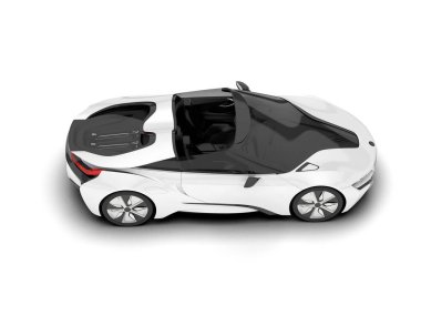 Beyaz arka planda beyaz spor araba. 3d görüntüleme - illüstrasyon