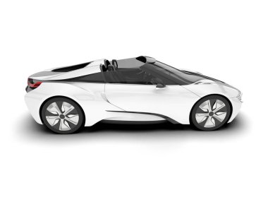 Beyaz arka planda beyaz spor araba. 3d görüntüleme - illüstrasyon