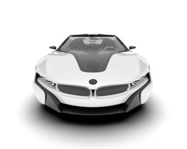 Beyaz arka planda beyaz spor araba. 3d görüntüleme - illüstrasyon