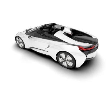 Beyaz arka planda beyaz spor araba. 3d görüntüleme - illüstrasyon