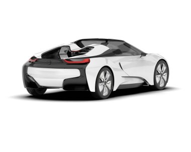 Beyaz arka planda beyaz spor araba. 3d görüntüleme - illüstrasyon