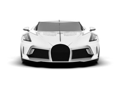 Beyaz arka planda beyaz spor araba. 3d görüntüleme - illüstrasyon