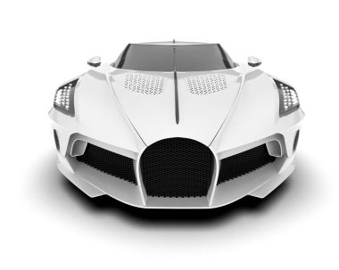 Beyaz arka planda beyaz spor araba. 3d görüntüleme - illüstrasyon