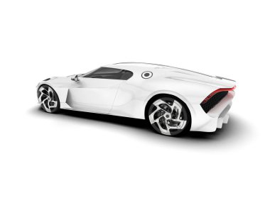 Beyaz arka planda beyaz spor araba. 3d görüntüleme - illüstrasyon