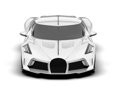 Beyaz arka planda beyaz spor araba. 3d görüntüleme - illüstrasyon