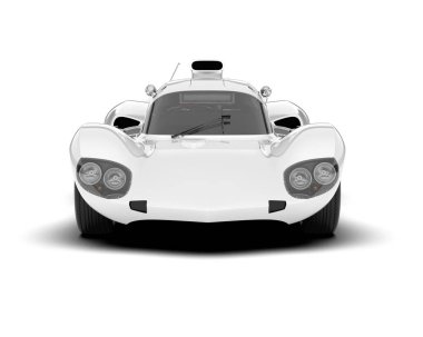 Beyaz arka planda beyaz spor araba. 3d görüntüleme - illüstrasyon