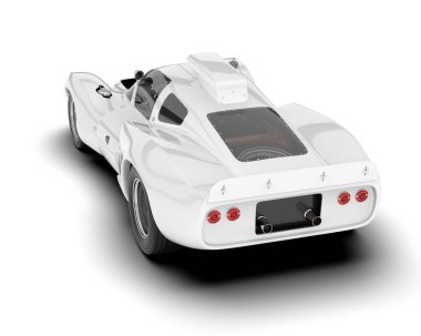 Beyaz arka planda beyaz spor araba. 3d görüntüleme - illüstrasyon