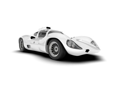 Beyaz arka planda beyaz spor araba. 3d görüntüleme - illüstrasyon