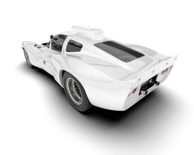 Beyaz arka planda beyaz spor araba. 3d görüntüleme - illüstrasyon