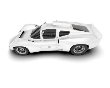 Beyaz arka planda beyaz spor araba. 3d görüntüleme - illüstrasyon