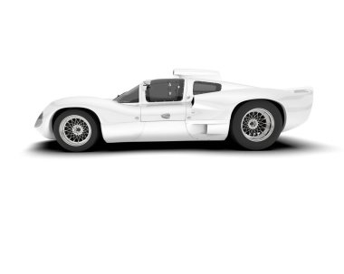 Beyaz arka planda beyaz spor araba. 3d görüntüleme - illüstrasyon