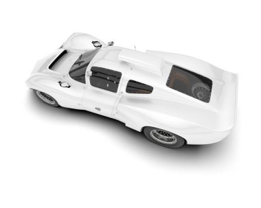 Beyaz arka planda beyaz spor araba. 3d görüntüleme - illüstrasyon