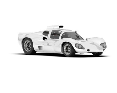 Beyaz arka planda beyaz spor araba. 3d görüntüleme - illüstrasyon