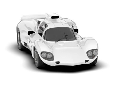 Beyaz arka planda beyaz spor araba. 3d görüntüleme - illüstrasyon