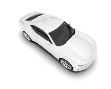 Beyaz arka planda beyaz spor araba. 3d görüntüleme - illüstrasyon