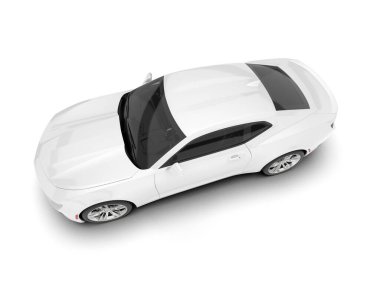 Beyaz arka planda beyaz spor araba. 3d görüntüleme - illüstrasyon