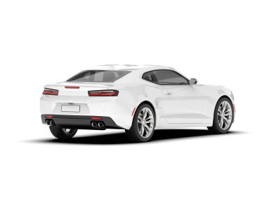 Beyaz arka planda beyaz spor araba. 3d görüntüleme - illüstrasyon