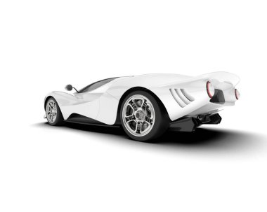 Beyaz arka planda beyaz spor araba. 3d görüntüleme - illüstrasyon