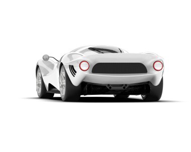 Beyaz arka planda beyaz spor araba. 3d görüntüleme - illüstrasyon