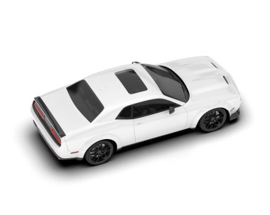 Beyaz arka planda beyaz spor araba. 3d görüntüleme - illüstrasyon