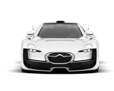 Beyaz arka planda beyaz spor araba. 3d görüntüleme - illüstrasyon