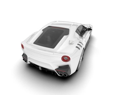 Beyaz arka planda beyaz spor araba. 3d görüntüleme - illüstrasyon