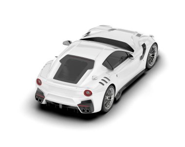 Beyaz arka planda beyaz spor araba. 3d görüntüleme - illüstrasyon