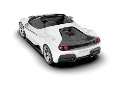 Beyaz arka planda beyaz spor araba. 3d görüntüleme - illüstrasyon